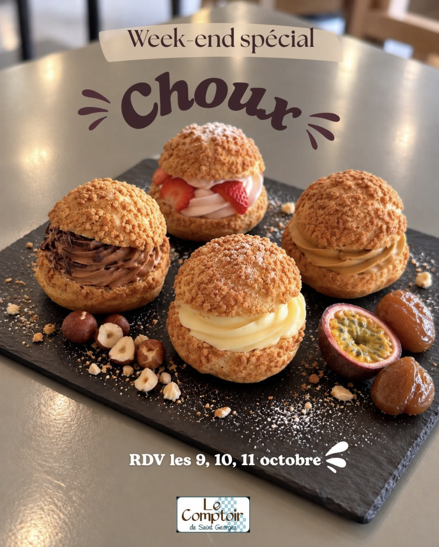 Lire la suite à propos de l’article Week-end spécial choux au Comptoir de Saint-Georges : 17 parfums à découvrir !